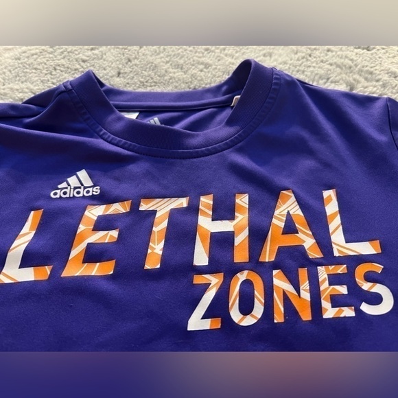 Adidas Climalite Lethal Zones Soccer Drifit Althetic Short Sleeved Purple Top - Picture 3 of 4